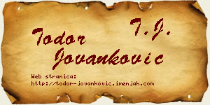 Todor Jovanković vizit kartica